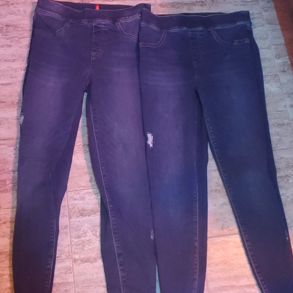 2 pairs of Spanx ripped jeans
